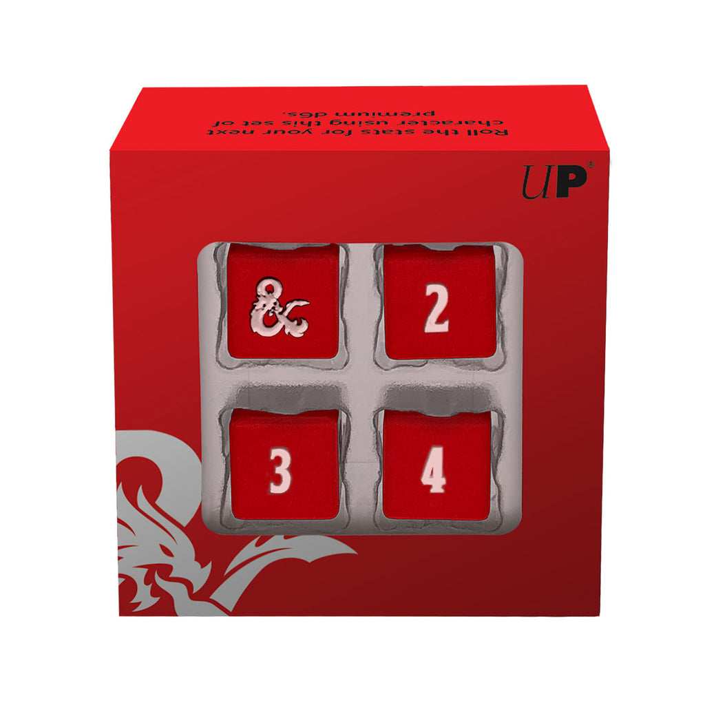 PREORDER D&D Heavy Metal D6 Red and White Deluxe Dice Set (4)