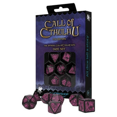 Q Workshop Call of Cthulhu Black and Magenta Dice Set 7
