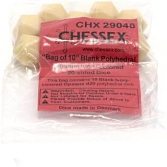 CHX 29046 Blank Dice - D20 Ivory (10 / Bag)
