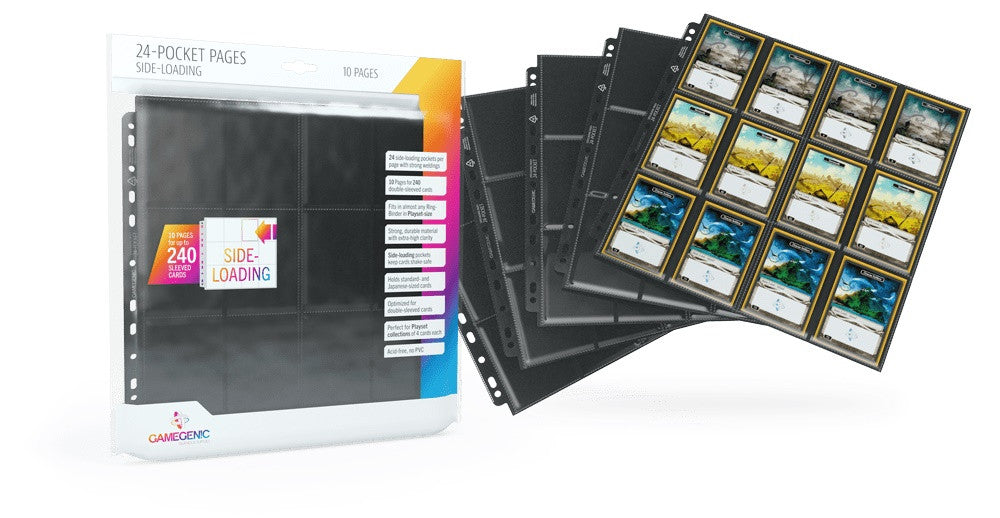 Gamegenic 24 Pocket Sideloading Pages 10Pcs Pack Black