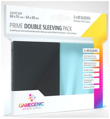 Gamegenic Prime Double Sleeving (66mm x 91mm) (2 x 80 Sleeves Per Pack) Black / Inner