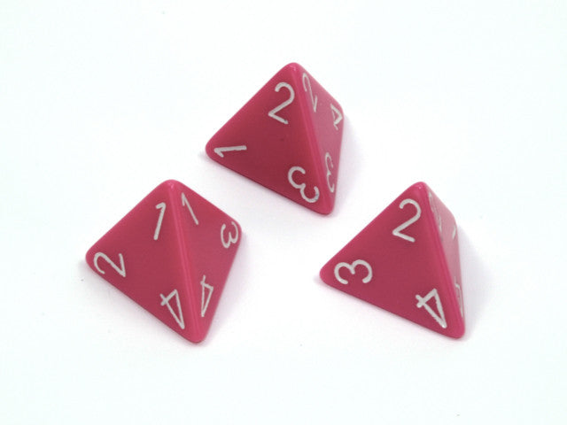 Chessex D4 Dice Opaque Polyhedral Pink/white d4