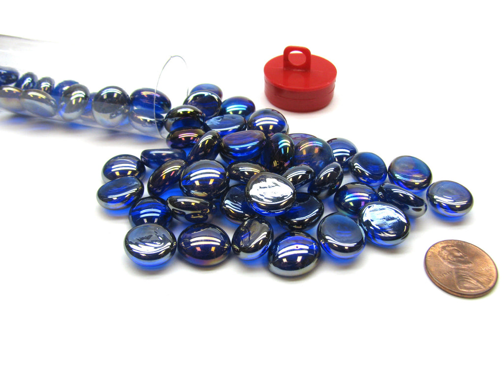Gaming Stones Crystal Dark Blue Iridized Glass Stones (Qty 23-27) in 4??Tube