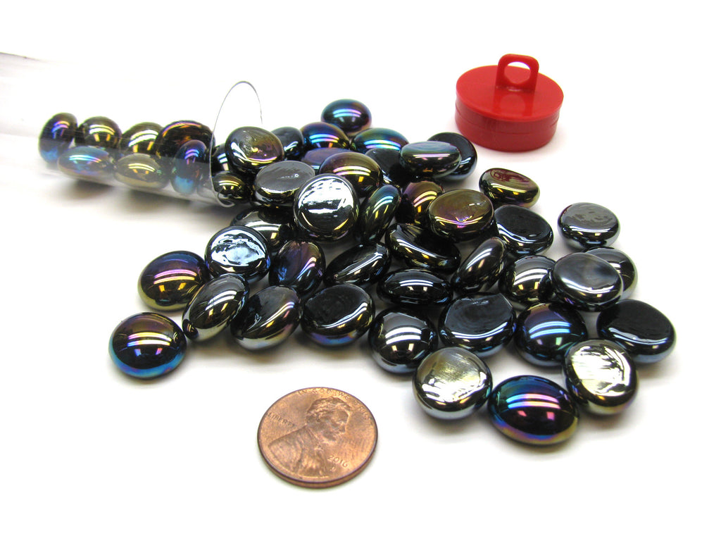 CHX 01178 Gaming Stones Black Opal Iridized Glass Stones (Qty 40) in 5 1/2 inches Tube