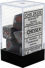 D7-Die Set Dice Speckled Polyhedral Granite (7 Dice in Display)