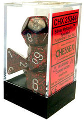 D7-Die Set Dice Speckled Polyhedral Silver Volcano (7 Dice in Display)