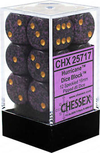 CHX 25717 D6 Speckled 16mm d6 Hurricane Dice Block (12 dice)