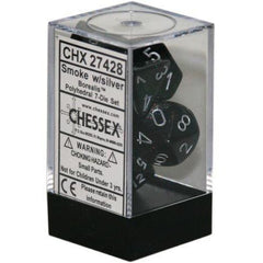 D7-Die Set Dice Borealis Polyhedral Smoke/Silver (7 Dice in Display)