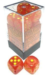 D6 Dice Ghostly Glow 16mm Orange/Yellow (12 Dice in Display)