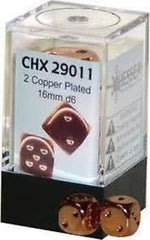 D6 Dice Copper Metallic 16mm (2 Dice in Display)