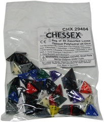 BULK D4 Dice Assorted Loose Opaque Polyhedral (50 Dice in Bag)