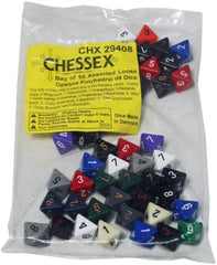 BULK D8 Dice Assorted Loose Opaque Polyhedral (50 Dice in Bag)