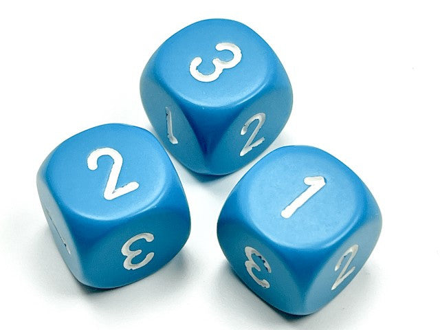 Chessex D3 Dice Opaque 16mm d3 (d6 w/ 1-2-3 twice) Light Blue/white