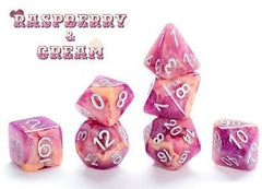 Aether Dice - Raspberry and Cream (set of 7 polyhedral dice)