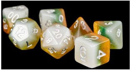 MDG Polyhedral Resin Dice Set - Kiwi Fruit