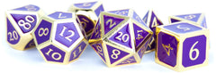 MDG Metal Polyhedral Dice Set - Gold/Purple Enamel