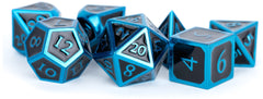 MDG Metal Polyhedral Dice Set - Blue/Black Enamel