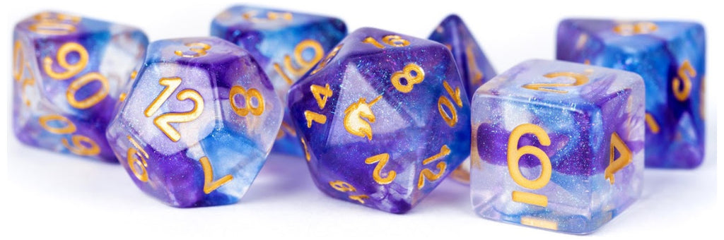 MDG Unicorn Resin Polyhedral Dice Set - Midnight Fantasy