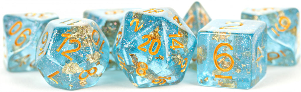 MDG Digital Resin Dice Set 16mm - Blue with Gold Foil