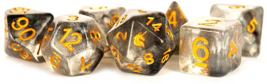 MDG Unicorn Resin Polyhedral Dice Set - Rogue Rage