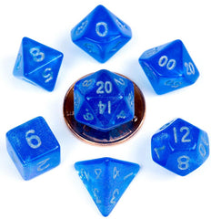 MDG Acrylic 10mm Polyhedral Dice Set - Stardust Blue