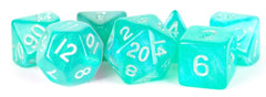 MDG Acrylic 16mm Polyhedral Dice Set - Stardust Turquoise