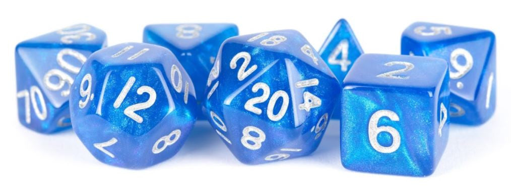 MDG Acrylic 16mm Polyhedral Dice Set - Stardust Blue