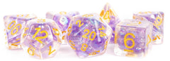 MDG Resin Polyhedral Dice Set 16mm - Pearl Purple with Gold Numbers