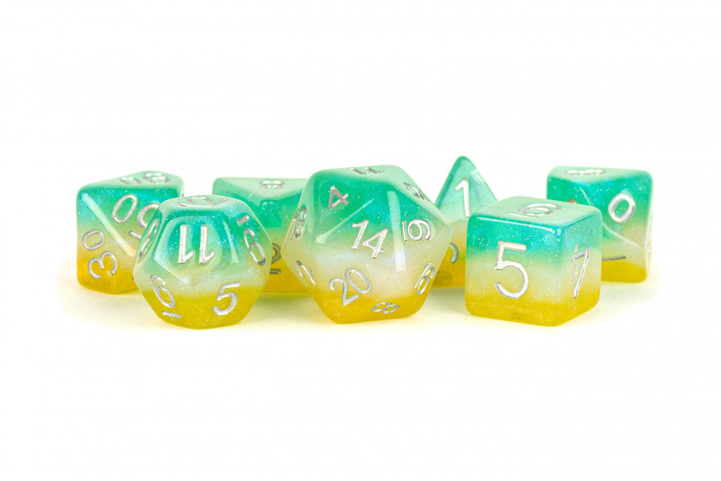 MDG Resin 16mm Polyhedral Dice Set - Layered Stardust Tropics