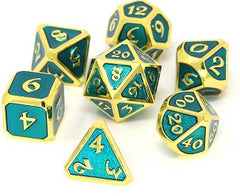 Die Hard Dice Metal Set Polyhedral - Mythica Gold Aquamarine