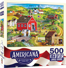 Masterpieces Puzzle Americana by Bob Pettis School Days Ez Grip Puzzle 500 pieces