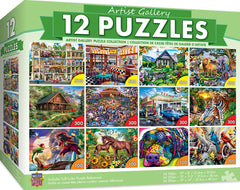 Masterpieces Puzzle 12 Pack Artist Gallery 12 Pack Bundle Puzzles (100 x4 300 x4 & 500 x4)