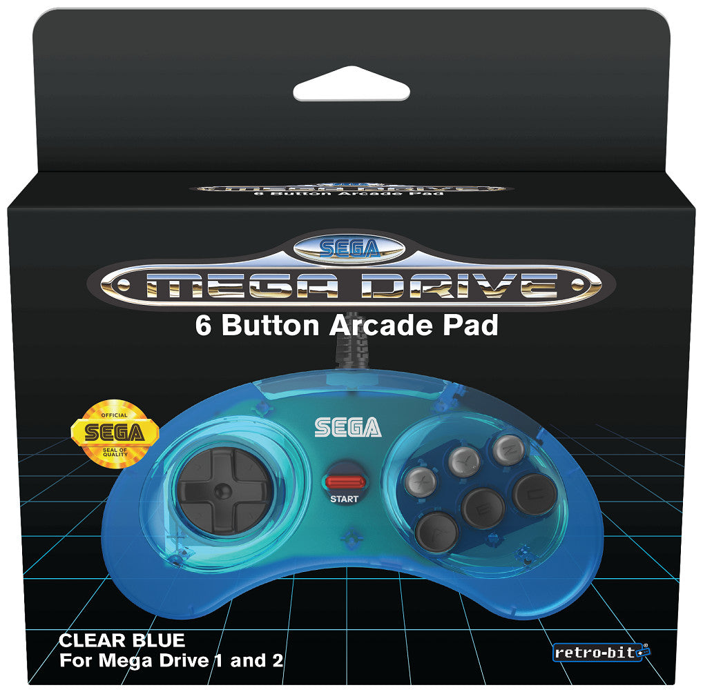 Retro-Bit SEGA Mega Drive 6-Button Arcade Pad - Clear Blue