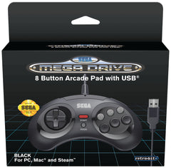 Retro-Bit SEGA Mega Drive 8-Button USB - Black