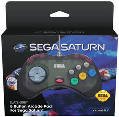 Retro-Bit SEGA Saturn 8-Button Arcade Pad - Slate Grey