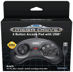 Retro-Bit SEGA USB Mega Drive 6-Button Arcade Pad - Black