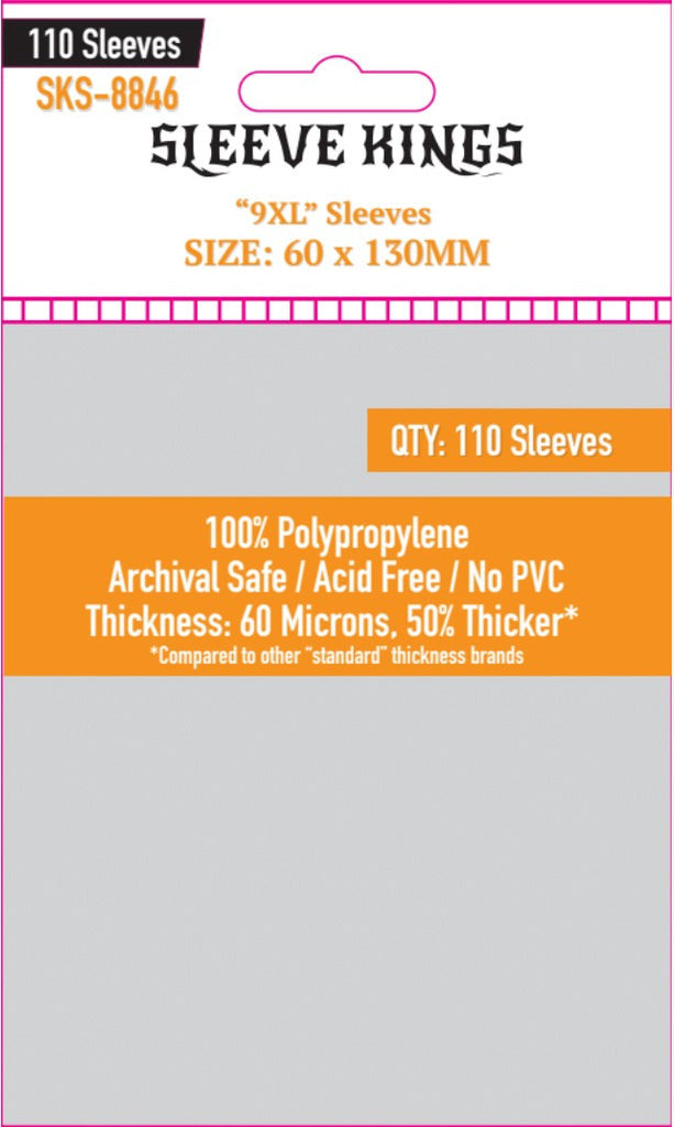 Sleeve Kings Board Game Sleeves 9XL" Sleeves (60mm x 130mm) (110 Sleeves per Pack)"
