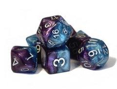 Halfsies Dice Psionic Combat Dice -  Upgraded Dice Case (Set of 7 Polyhedral Dice)