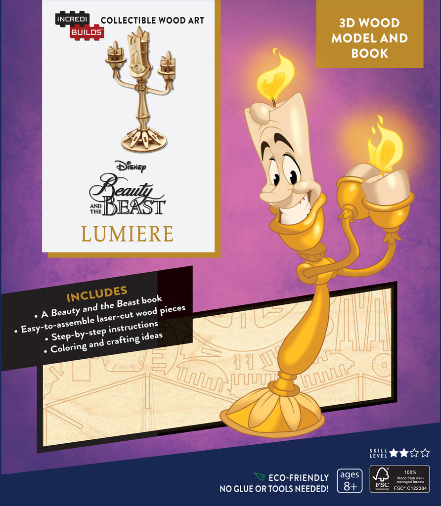 Incredibuilds Disney Beauty and the Beast Lumiere 3D Wood Model and Book