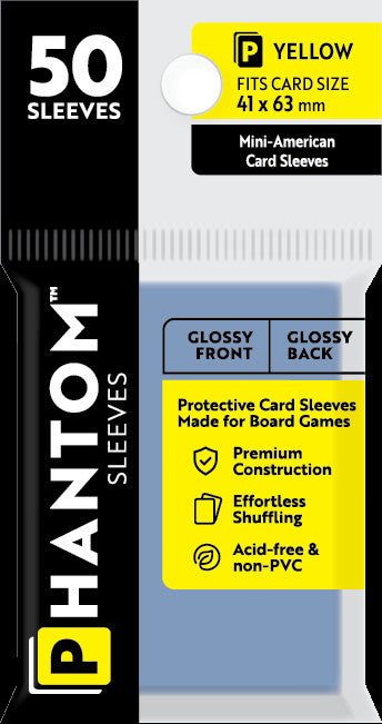 PREORDER Phantom Sleeves: Yellow Size (41mm x 63mm) - Gloss/Gloss (50)