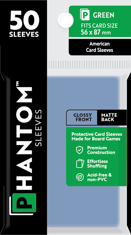 PREORDER Phantom Sleeves: Green Size (56mm x 87mm) - Gloss/Matte (50)