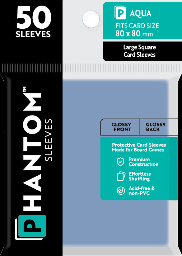 PREORDER Phantom Sleeves: Aqua Size (80mm x 80mm) - Gloss/Gloss (50)