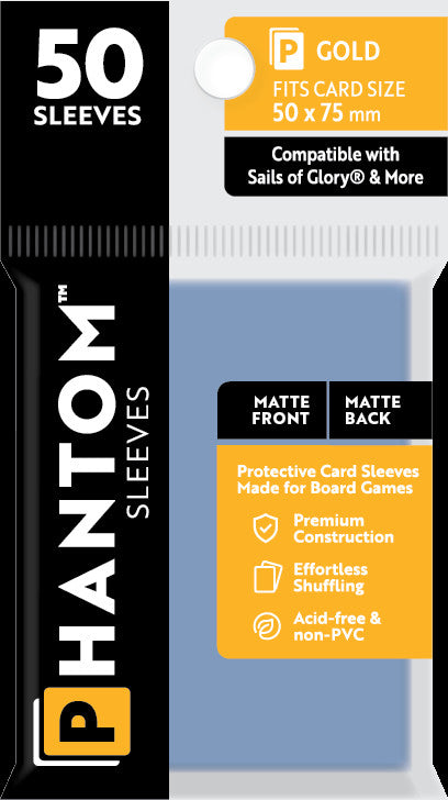 PREORDER Phantom Sleeves: Gold Size (50mm x 75mm) - Matte/Matte (50)