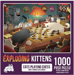 Exploding Kittens Puzzle Cats Playing Chess 1000 pieces