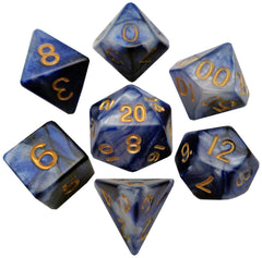 MDG Combo Attack Acrylic Dice Set Gold Numbers - Blue/White