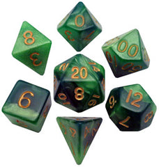 MDG Combo Attack Acrylic Dice Set Gold Numbers - Green/Light Green