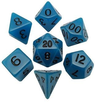 MDG Acrylic Dice Set Glow in the Dark - Blue Glow