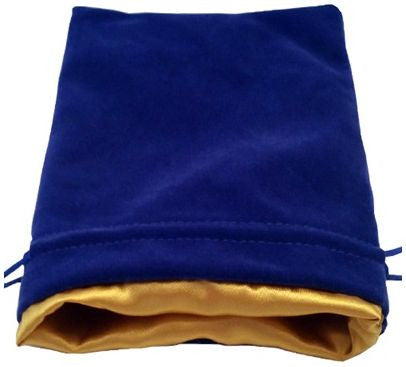 MDG Large Velvet Dice Bag with Gold Satin Lining - Blue