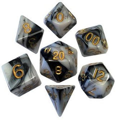 MDG Acrylic Dice Set Marble - Gold Numbers