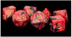 MDG Acrylic Dice Set Gold Numbers - Red/Black